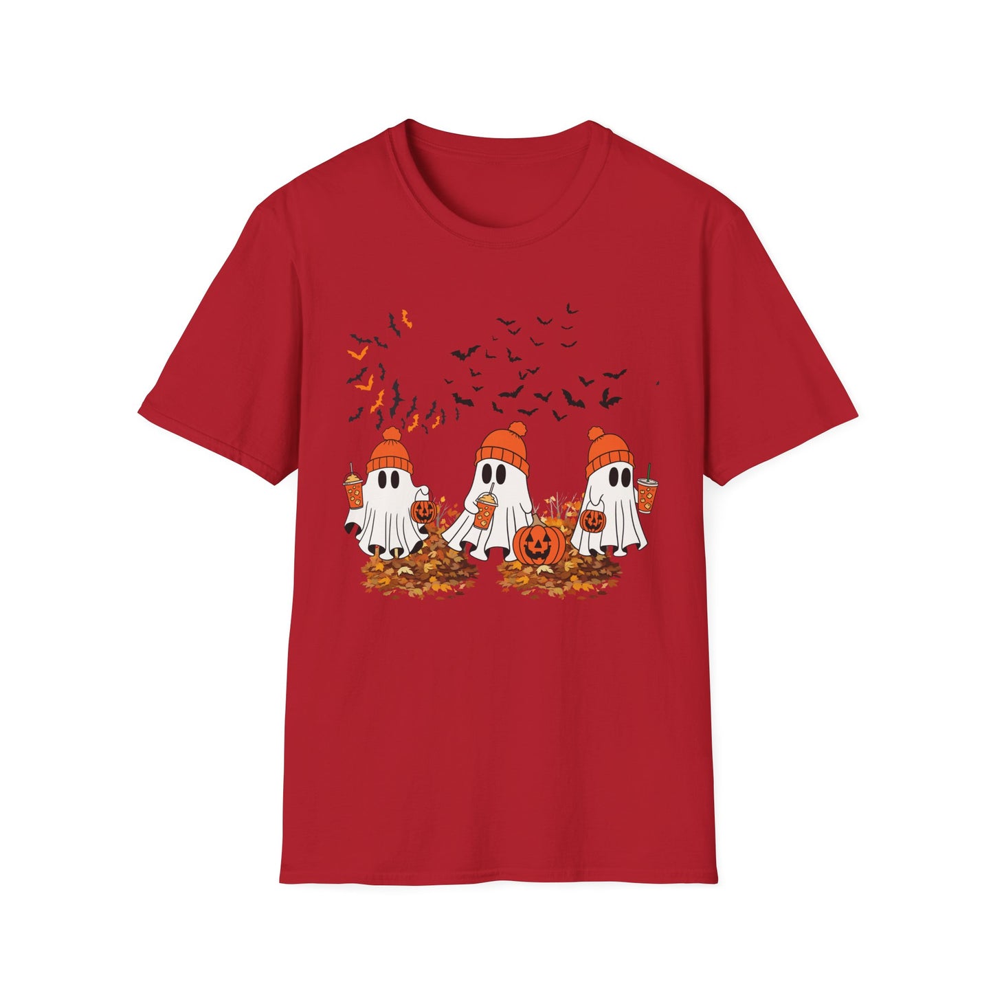Cute Halloween Ghosts T-Shirt — Pumpkin Patch & Bats Fall Tee