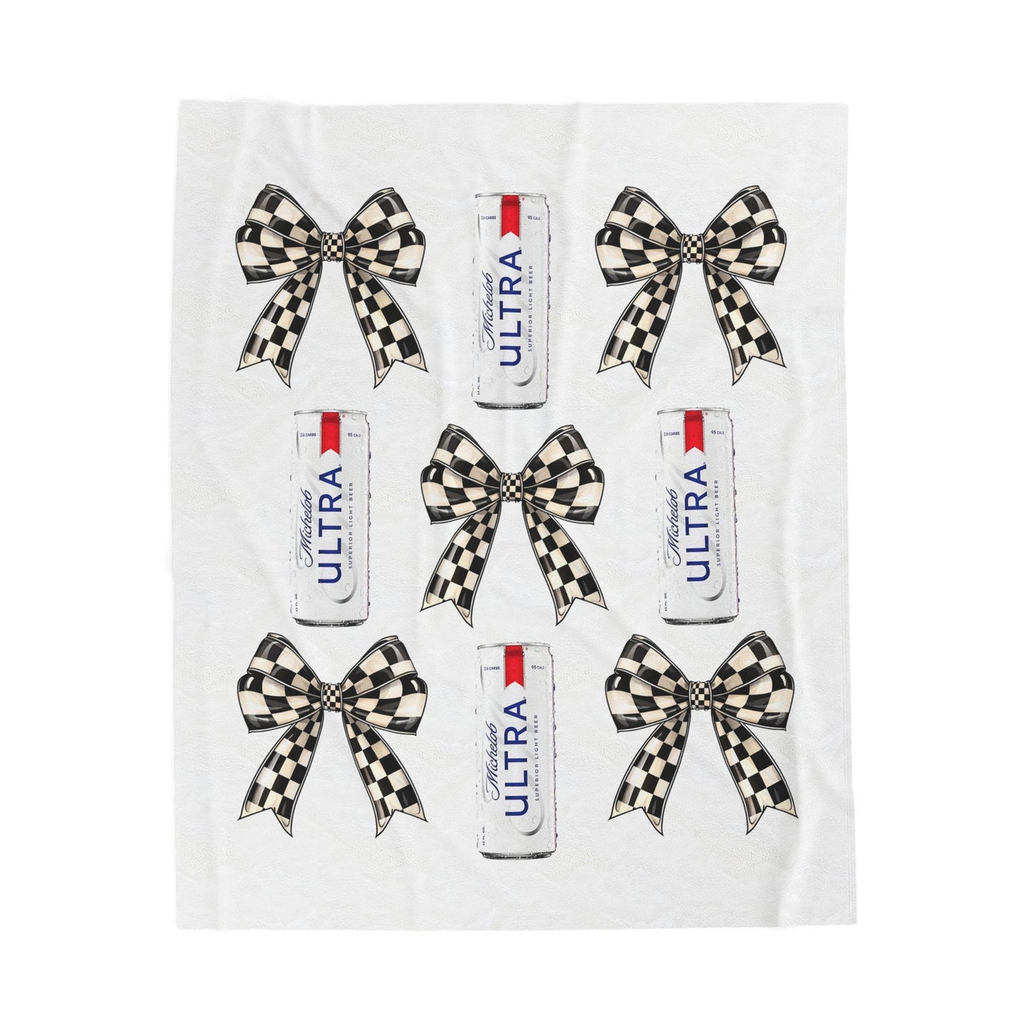 Checkered Bow & Ultra Can Pattern Cozy Throw Blanket