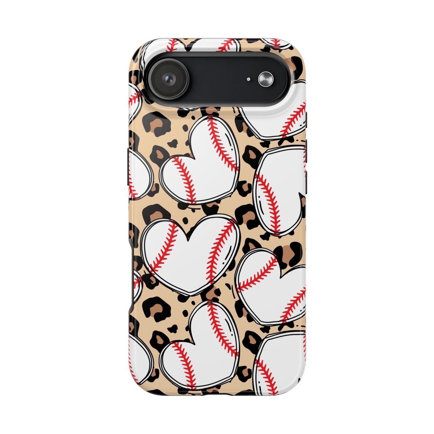 Leopard Baseball Heart Tough Phone Case