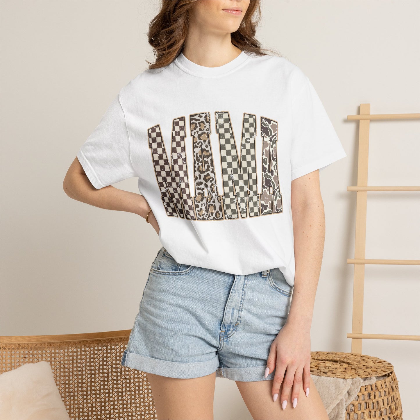 Mama Checkerboard Pattern Tee