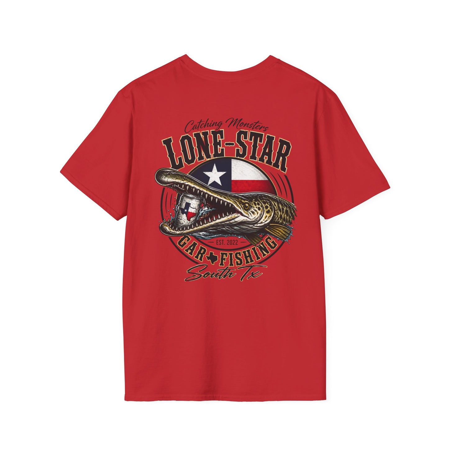 Lone-Star Fishing T-Shirt — "Catching Monster" Texas Flag Bass Shirt