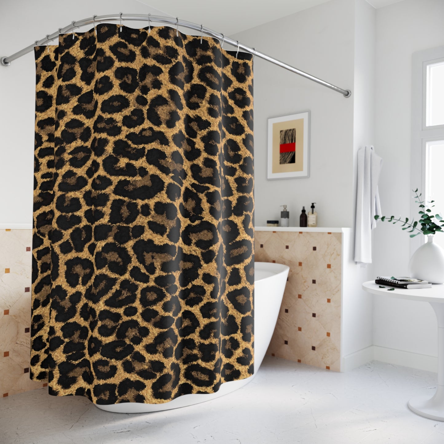 Leopard Print Shower Curtain — Bold Animal Print Bathroom Decor