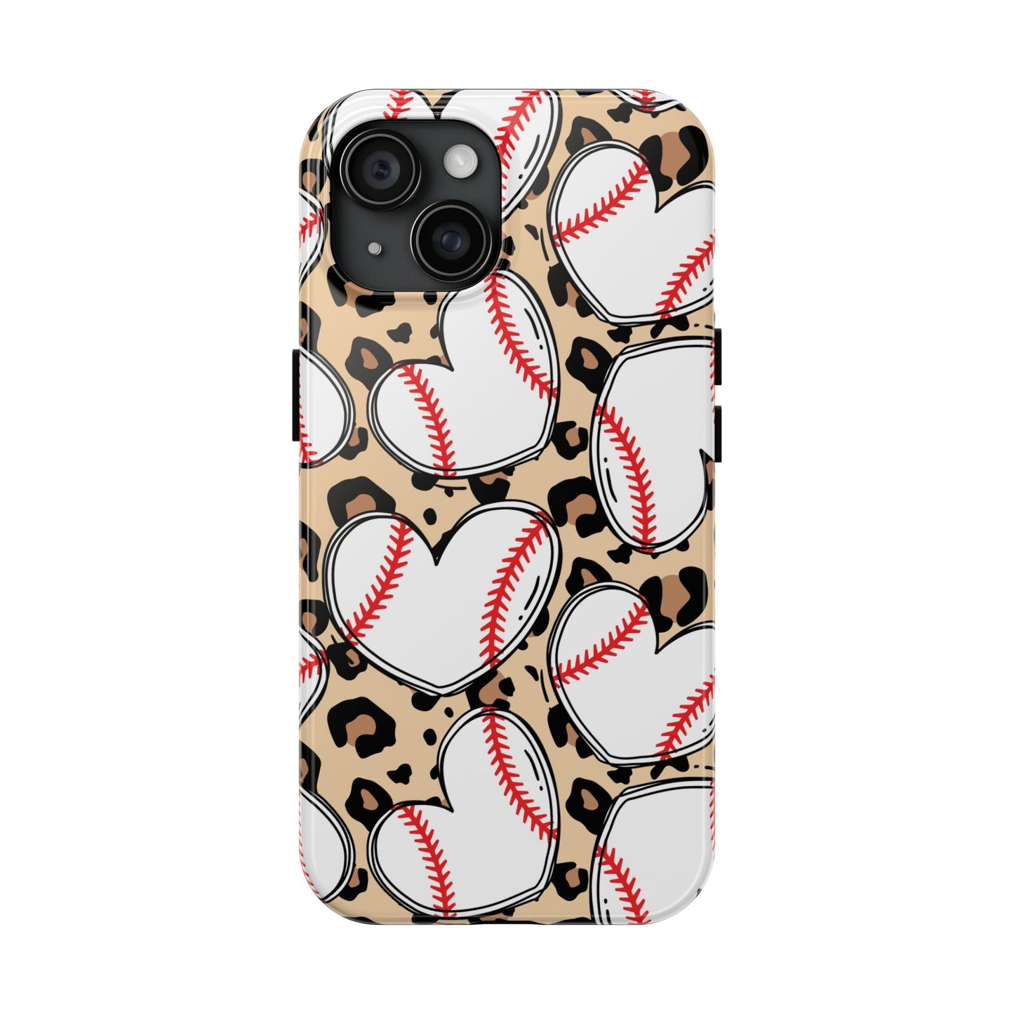 Leopard Baseball Heart Tough Phone Case
