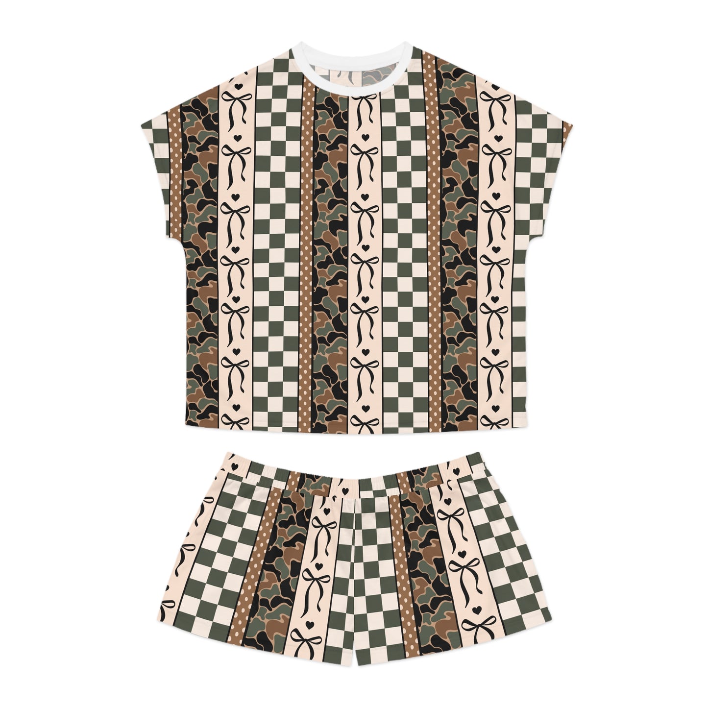 Women's Checkered Bow Pajama Set