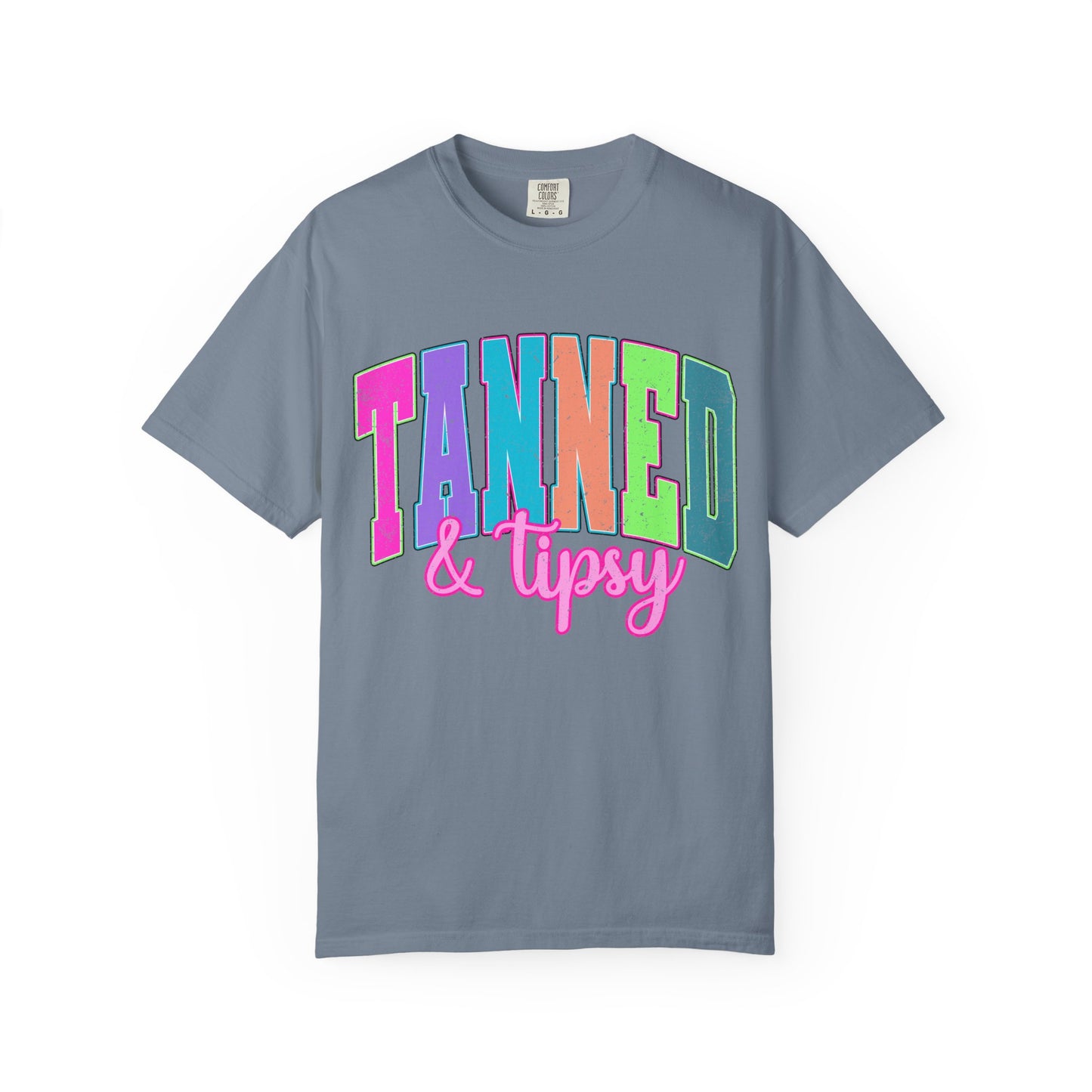 "Tanned & Tipsy" Colorful Beach Graphic Tee