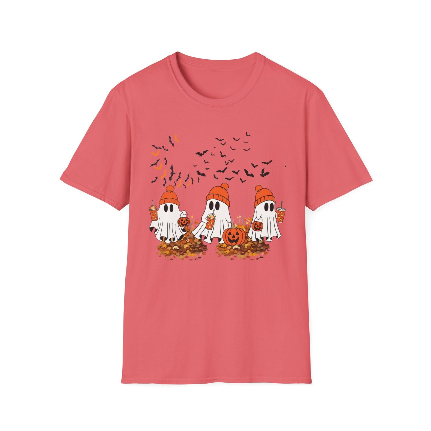 Cute Halloween Ghosts T-Shirt — Pumpkin Patch & Bats Fall Tee