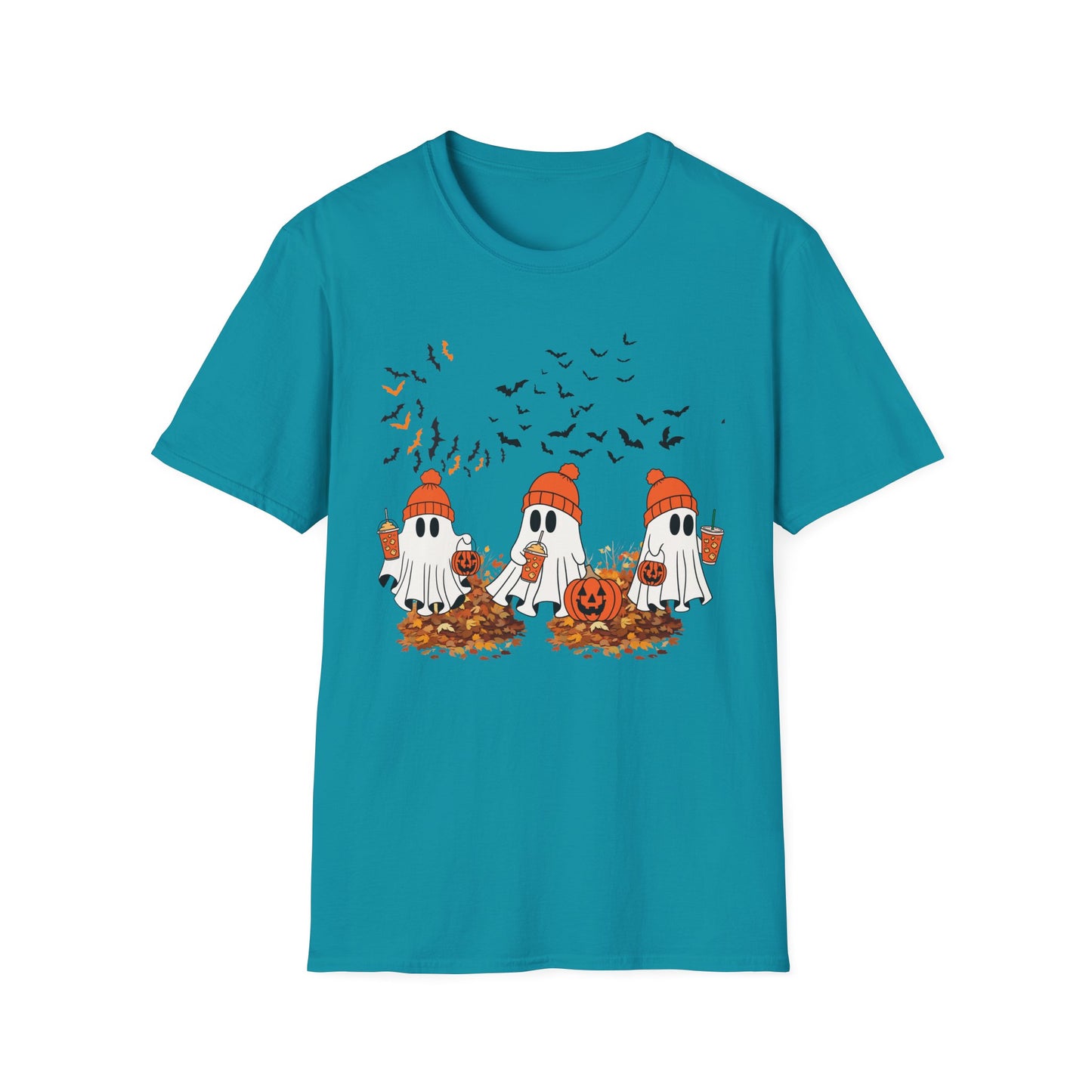 Cute Halloween Ghosts T-Shirt — Pumpkin Patch & Bats Fall Tee