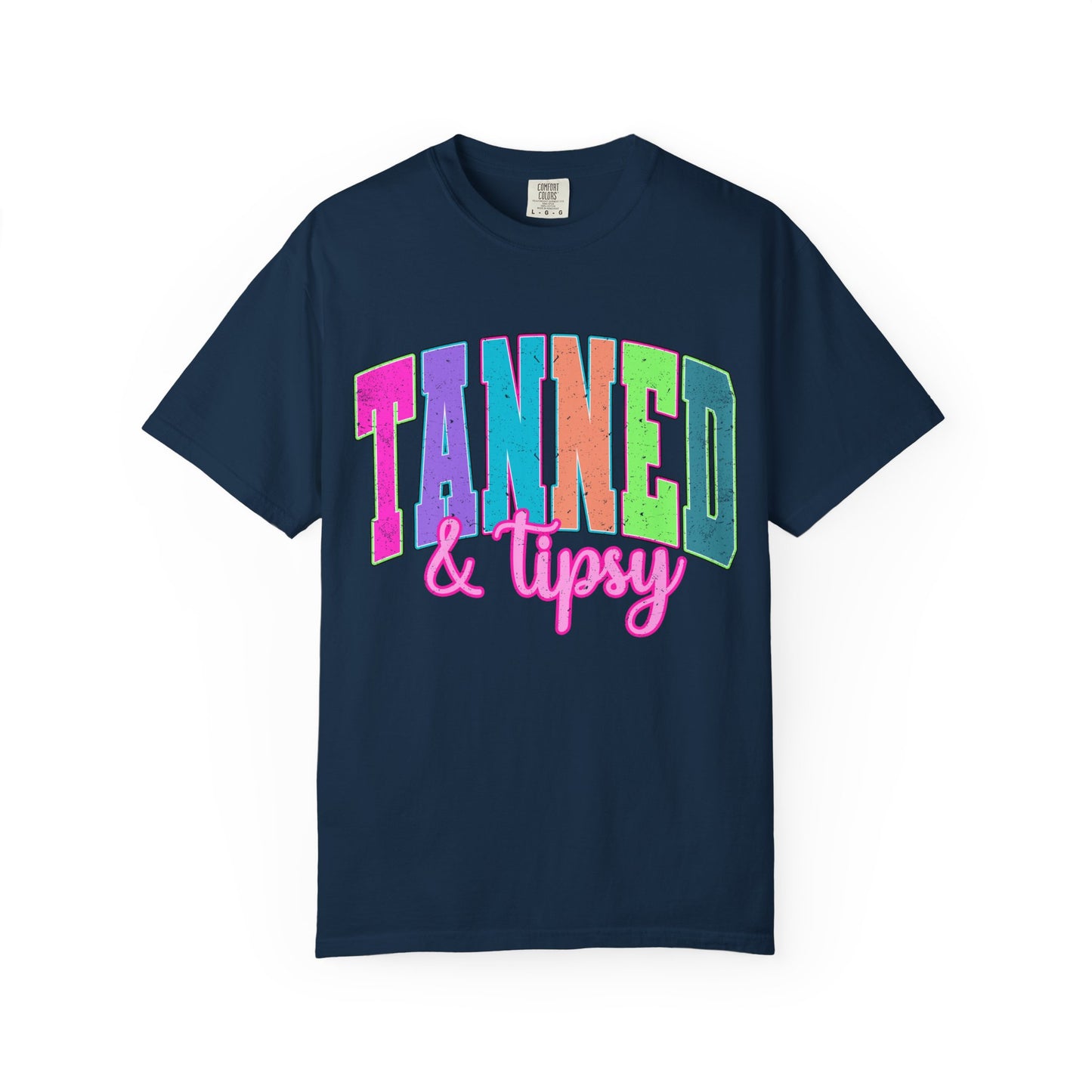 "Tanned & Tipsy" Colorful Beach Graphic Tee