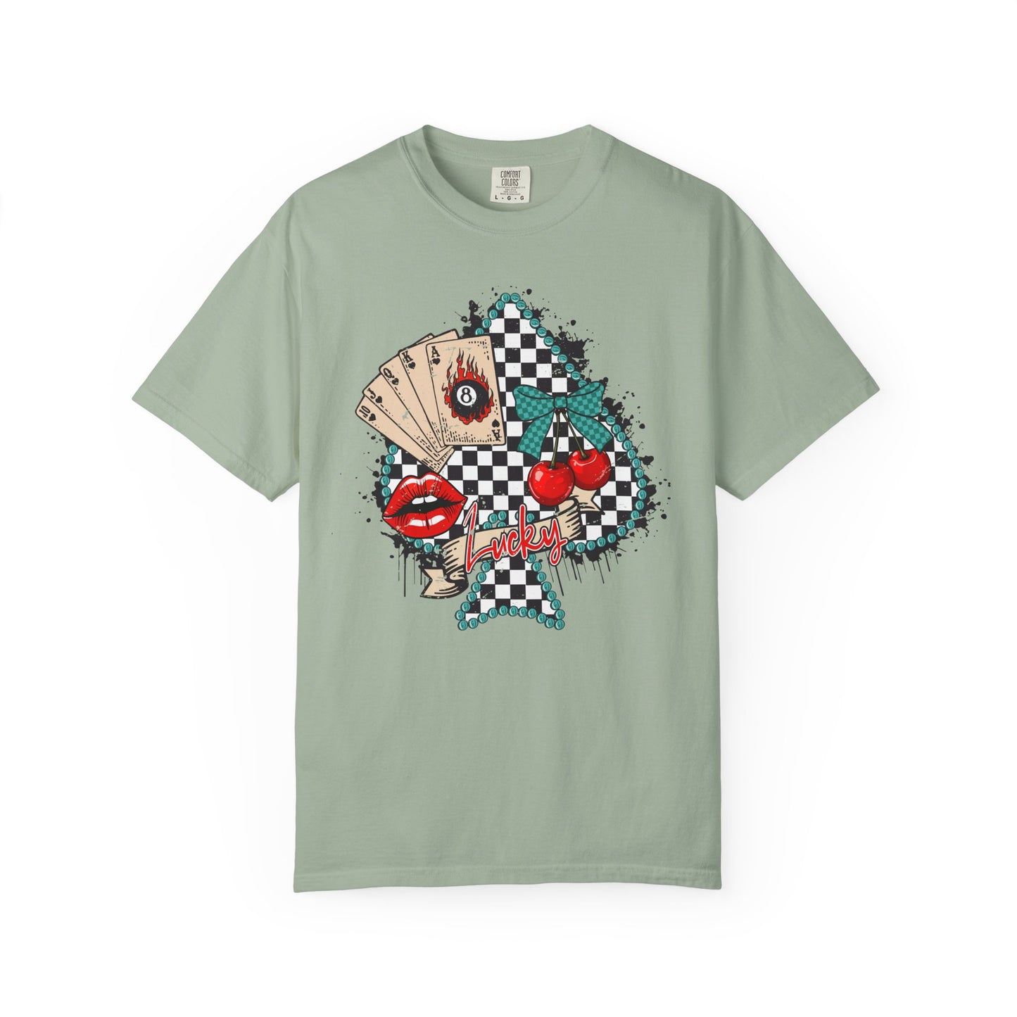 Retro Checkerboard Cherry & Cards Graphic Tee