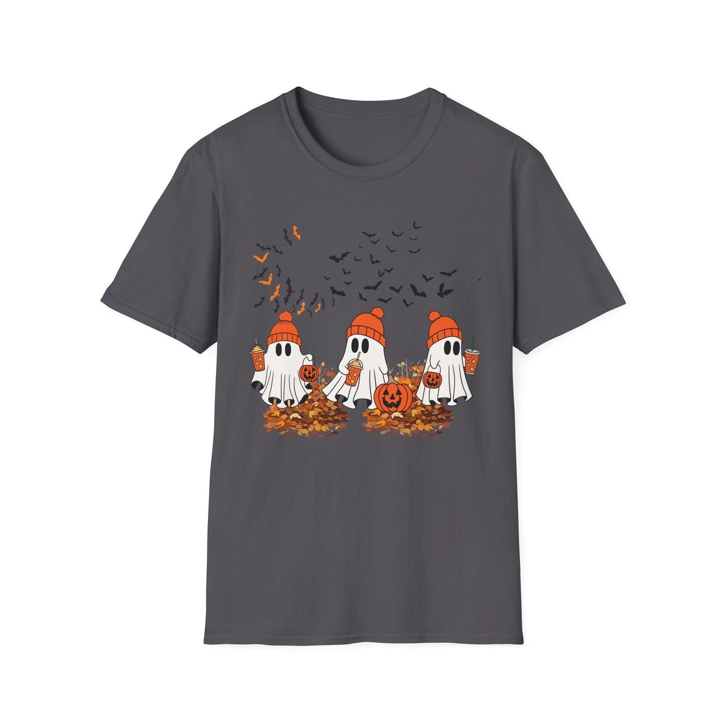 Cute Halloween Ghosts T-Shirt — Pumpkin Patch & Bats Fall Tee