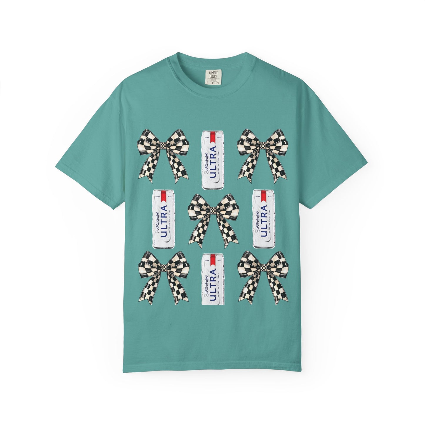 Checkered Bow & Can Graphic T-Shirt