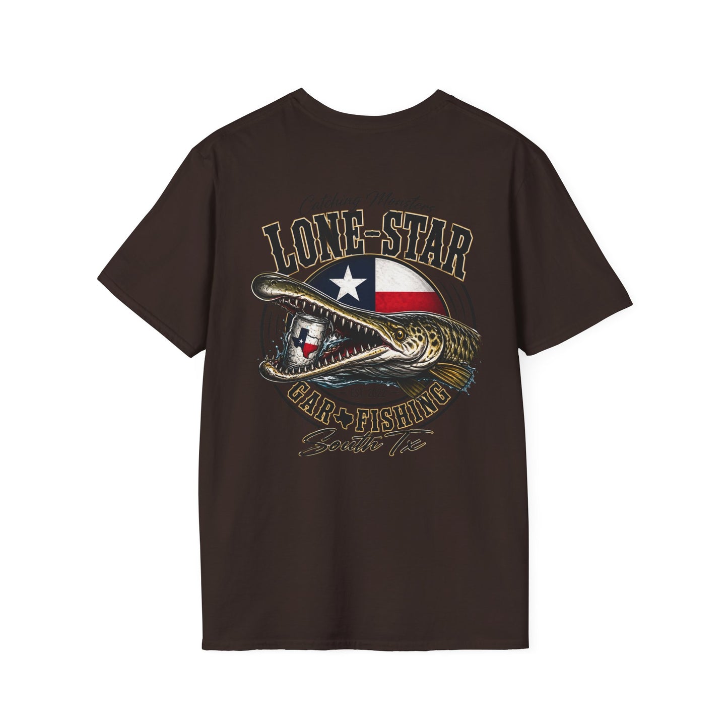 Lone-Star Fishing T-Shirt — "Catching Monster" Texas Flag Bass Shirt