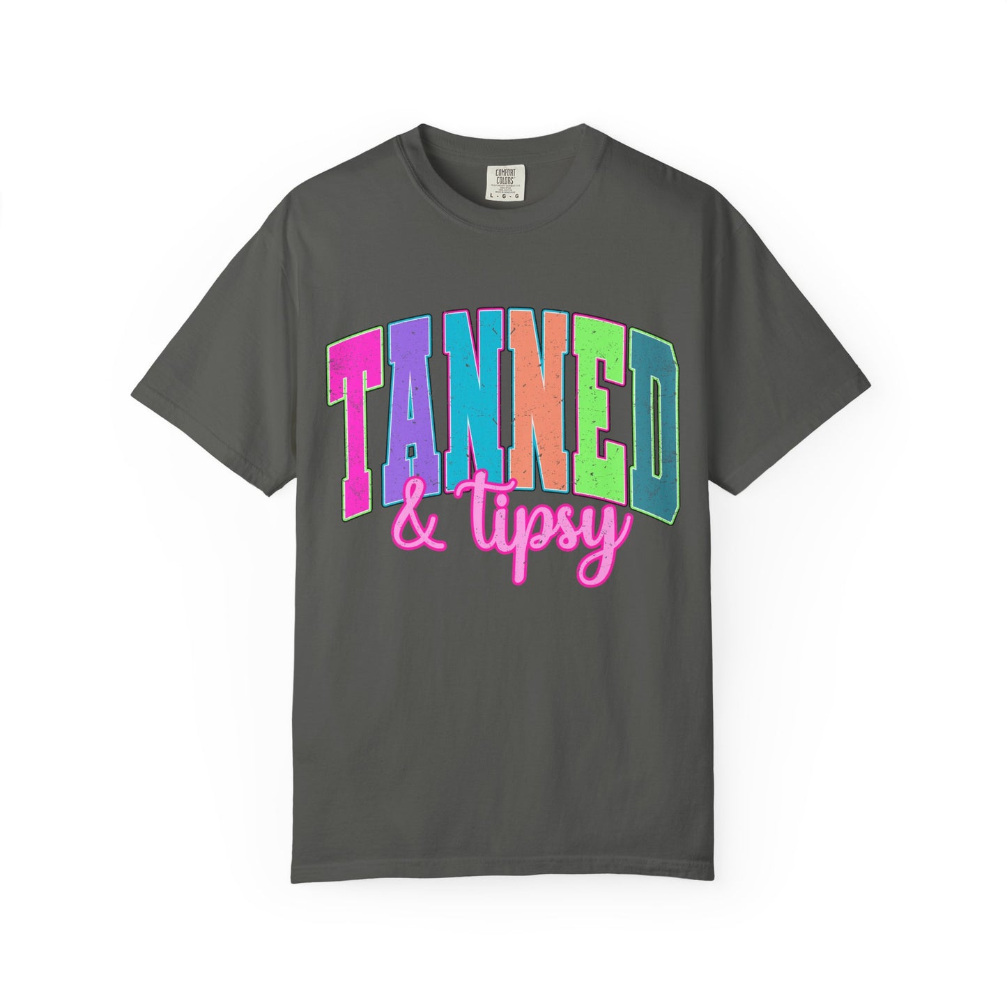 "Tanned & Tipsy" Colorful Beach Graphic Tee
