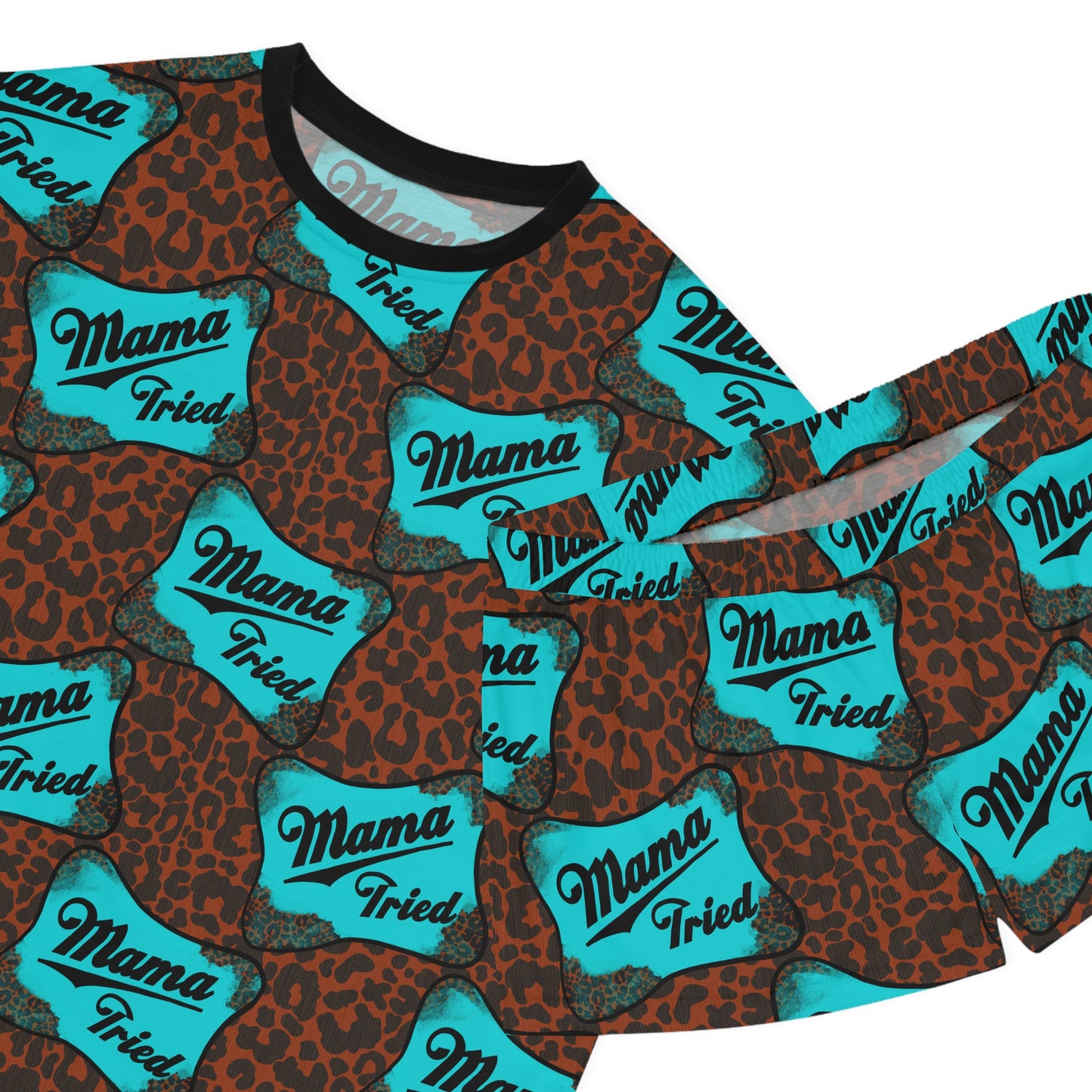 Mama Tried Leopard Print Women's Short Pajama Set