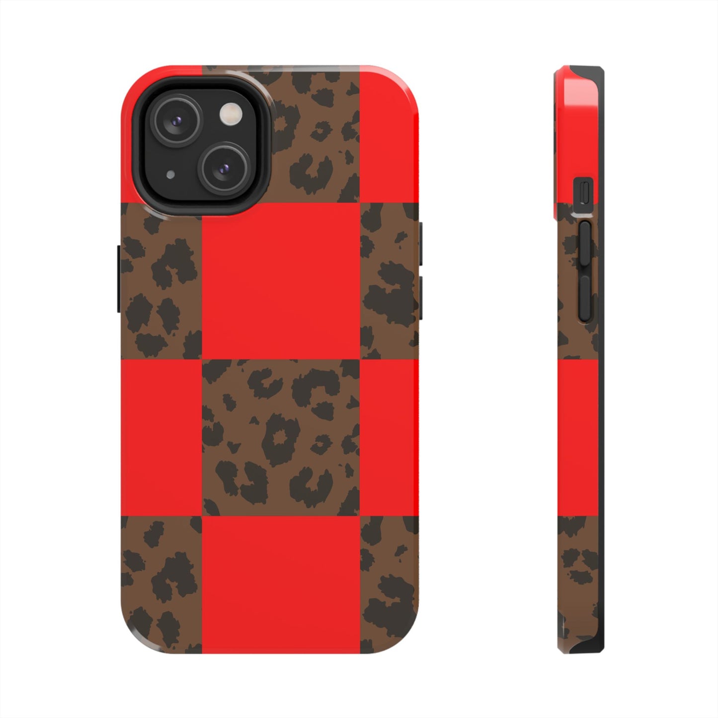 Red Buffalo Plaid Leopard Tough Phone Case