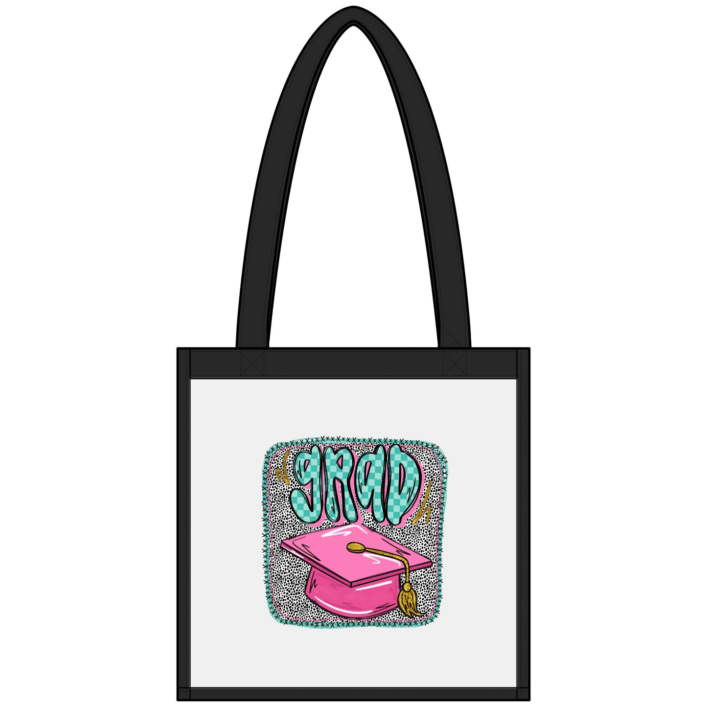 Graduation Clear Stadium Tote — Pink Grad Cap Design