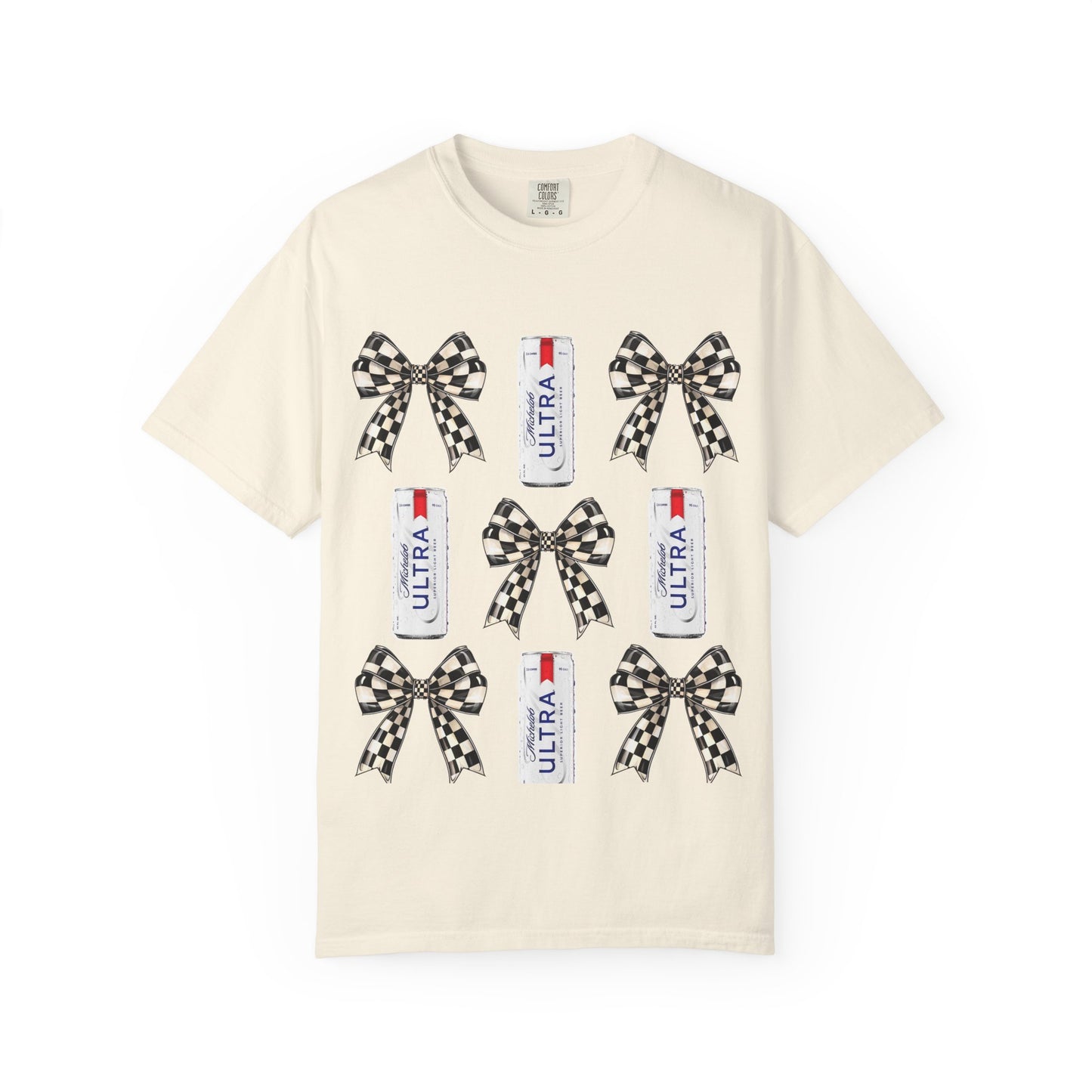 Checkered Bow & Can Graphic T-Shirt