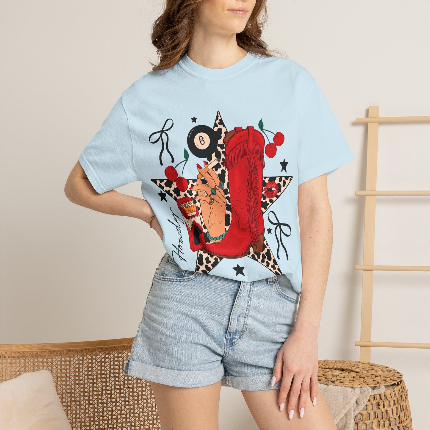 Graphic T-Shirt Cowgirl Boot & Star Design