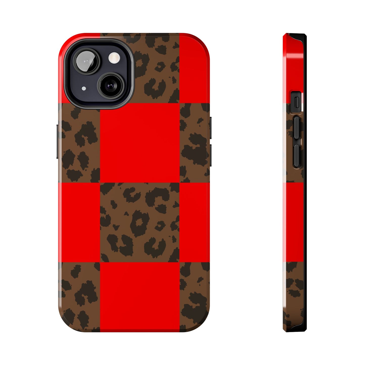 Red Buffalo Plaid Leopard Tough Phone Case