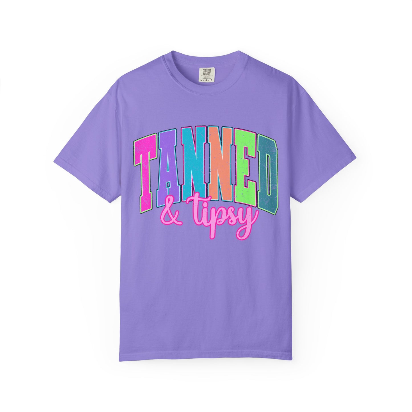 "Tanned & Tipsy" Colorful Beach Graphic Tee