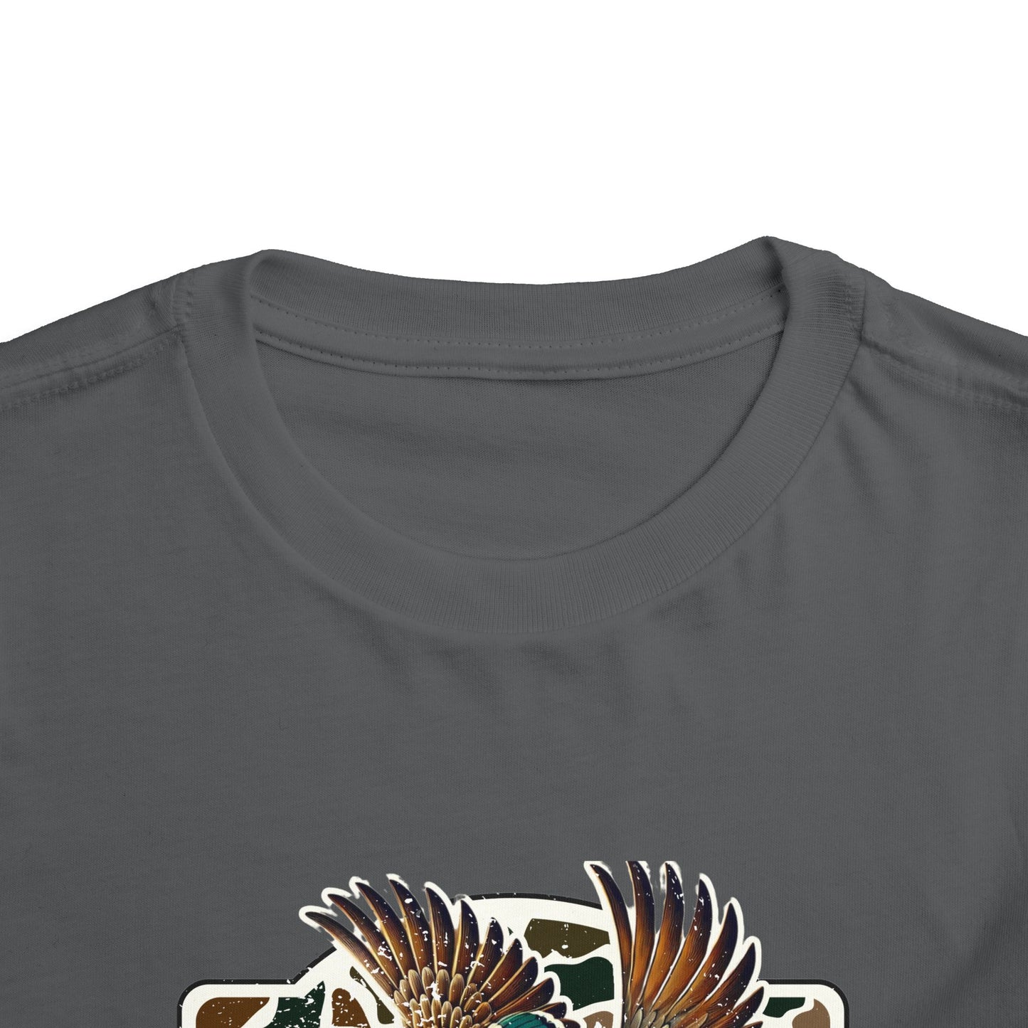 Toddler Tee — Flying Mallard Duck Graphic (Kids Hunting/Camo Outfit)