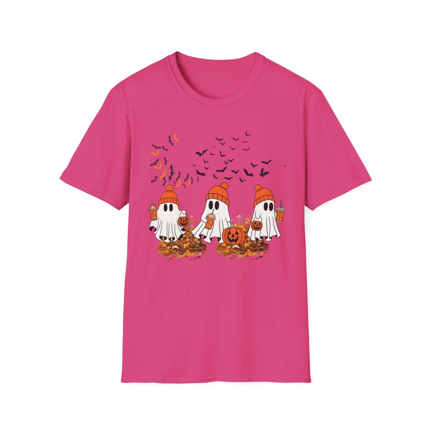 Cute Halloween Ghosts T-Shirt — Pumpkin Patch & Bats Fall Tee