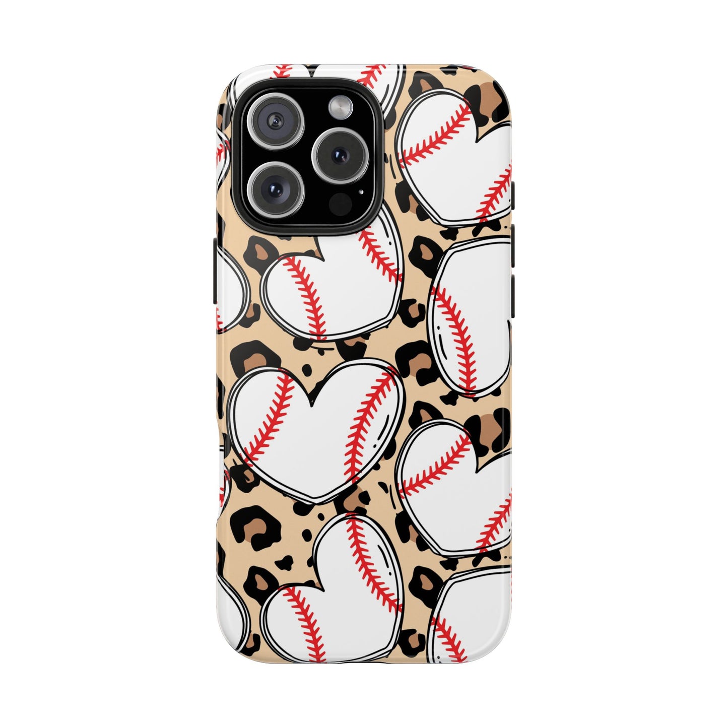 Leopard Baseball Heart Tough Phone Case