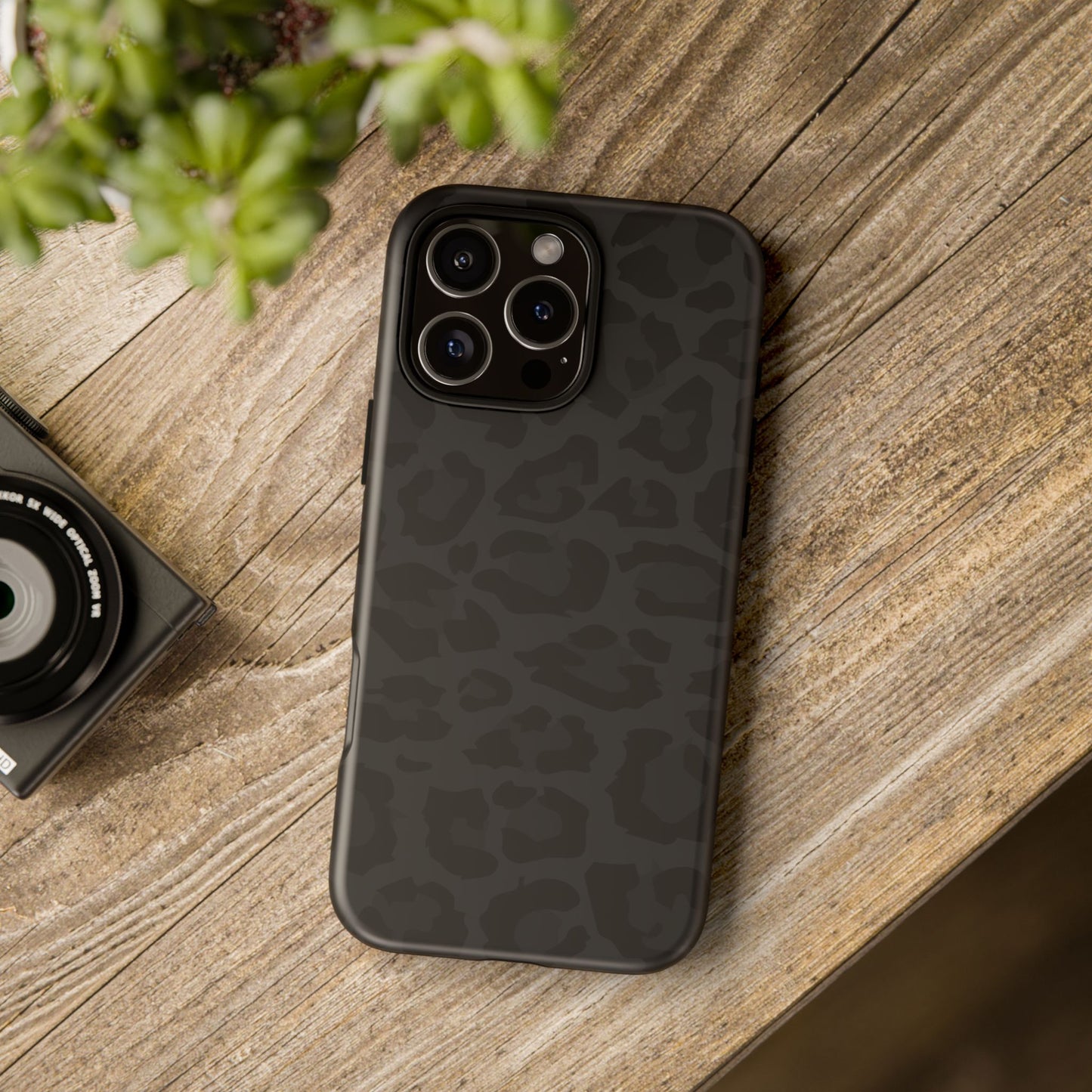 Black Leopard Print Tough Phone Case