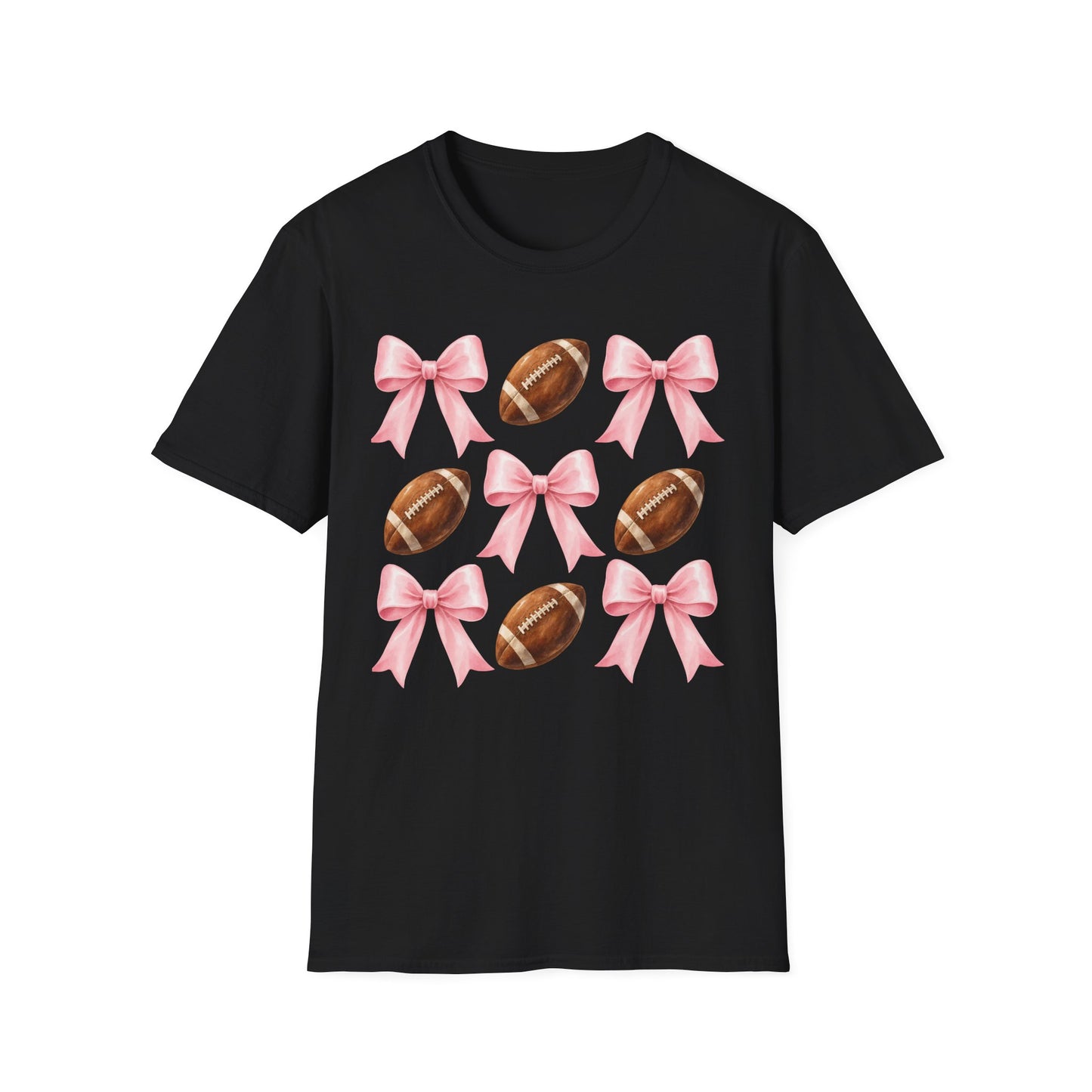Pink Bow Football Tee — Cute Football Mom T‑Shirt for Game Day