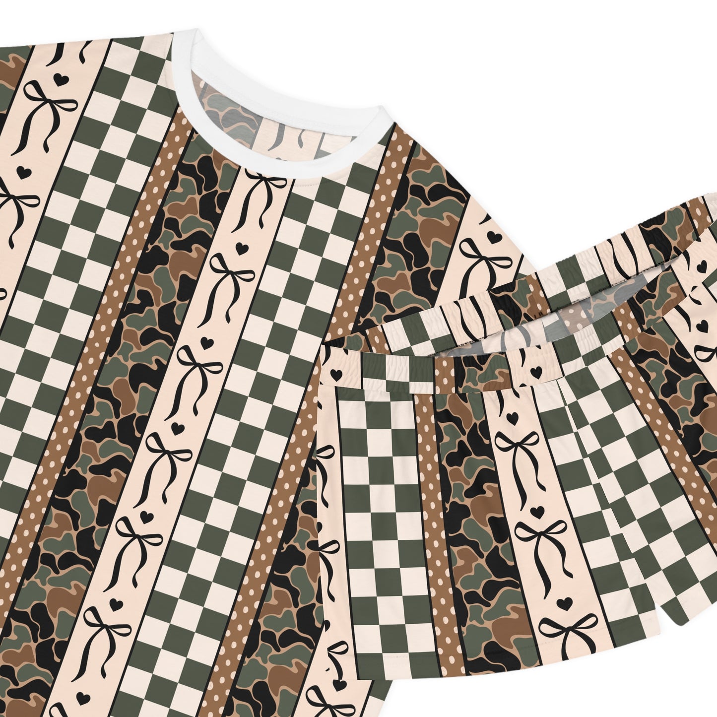Women's Checkered Bow Pajama Set