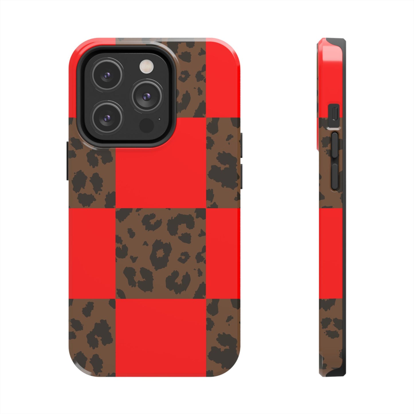 Red Buffalo Plaid Leopard Tough Phone Case