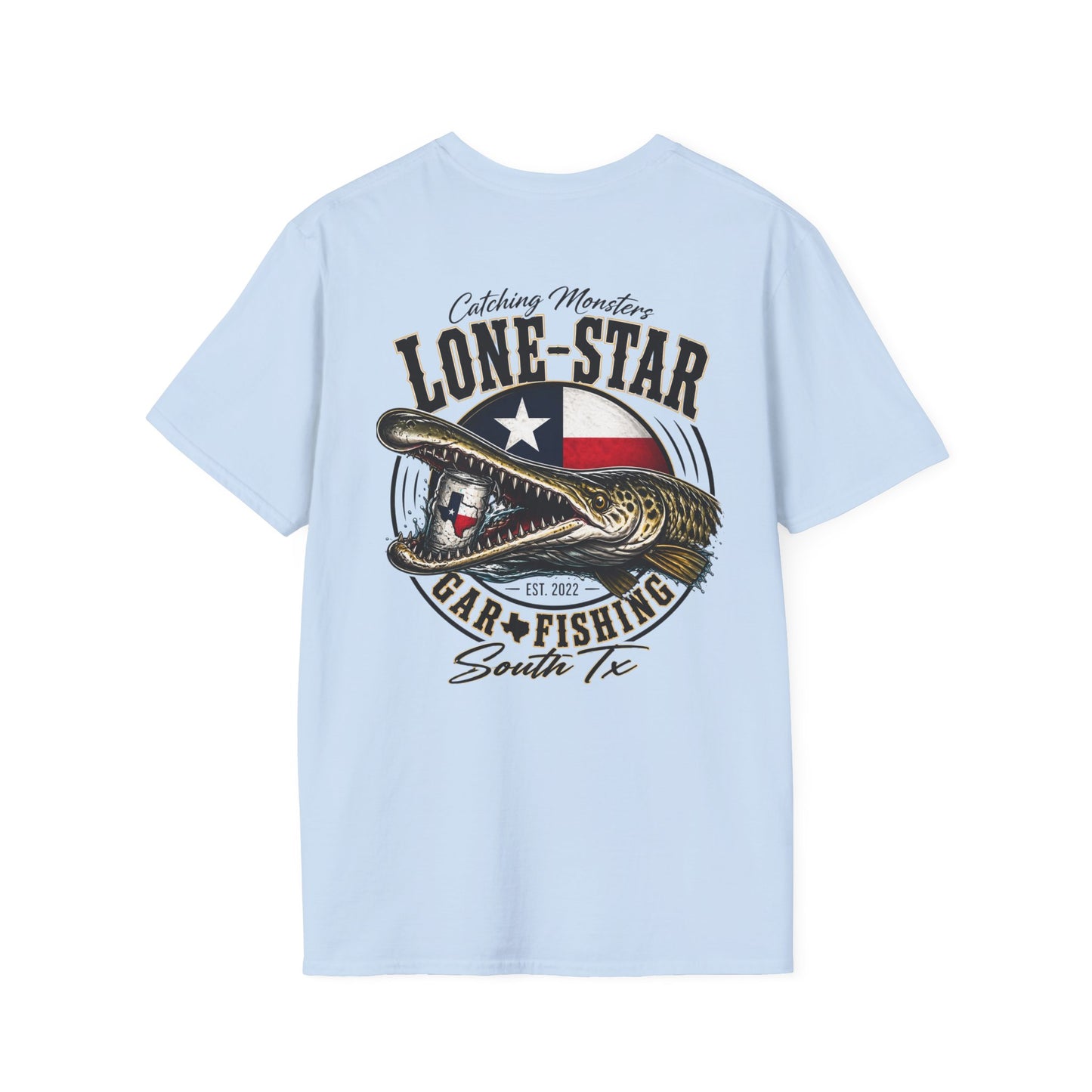 Lone-Star Fishing T-Shirt — "Catching Monster" Texas Flag Bass Shirt