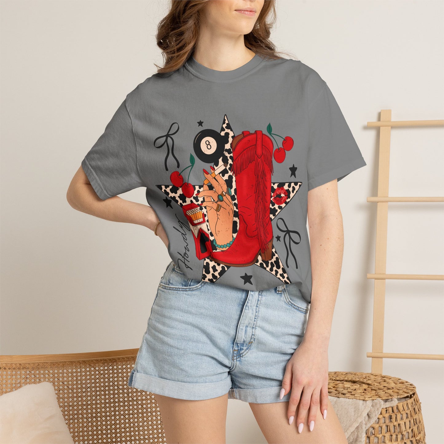 Graphic T-Shirt Cowgirl Boot & Star Design