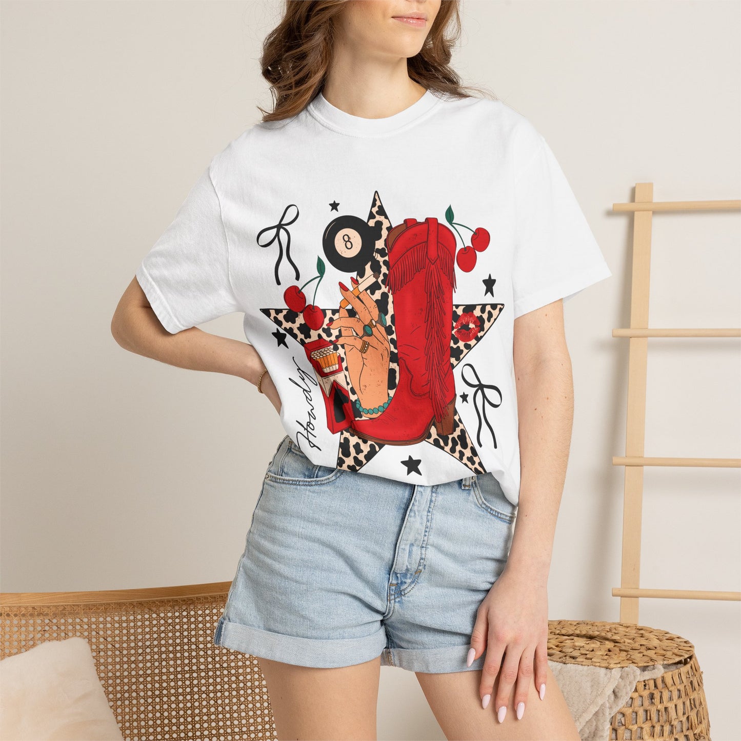 Graphic T-Shirt Cowgirl Boot & Star Design