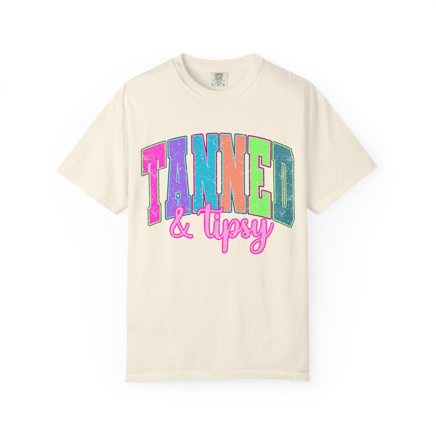 "Tanned & Tipsy" Colorful Beach Graphic Tee