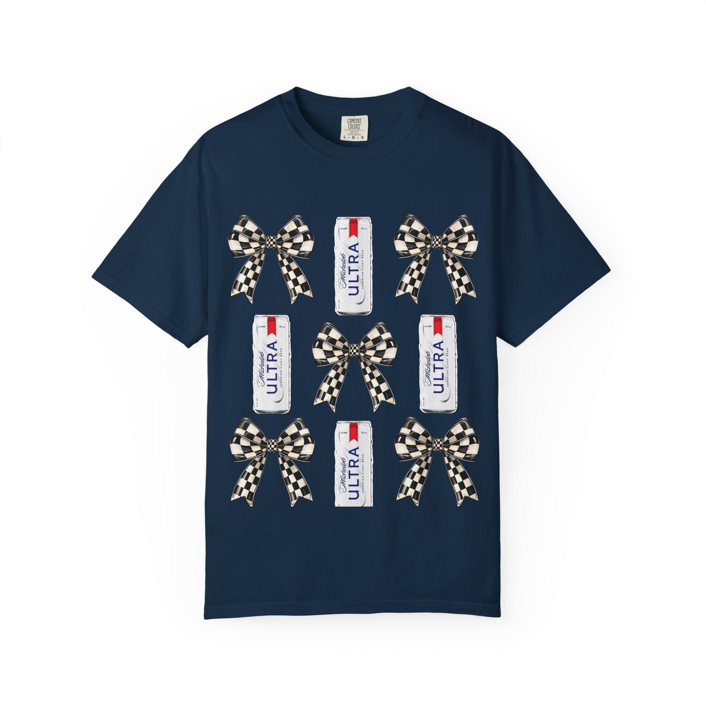 Checkered Bow & Can Graphic T-Shirt