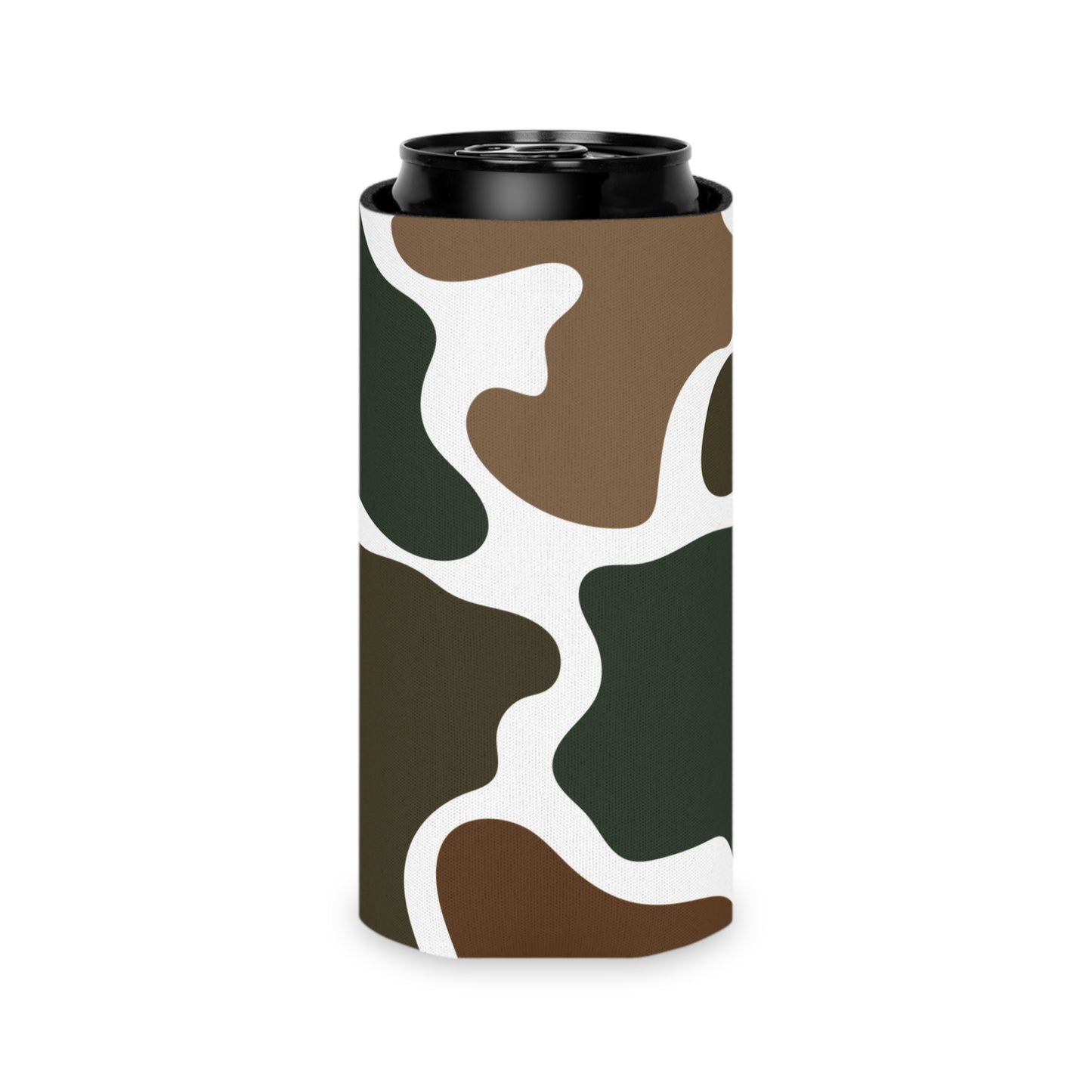 Camouflage Pattern Can Cooler – Brown Green Camo Beer Koozie