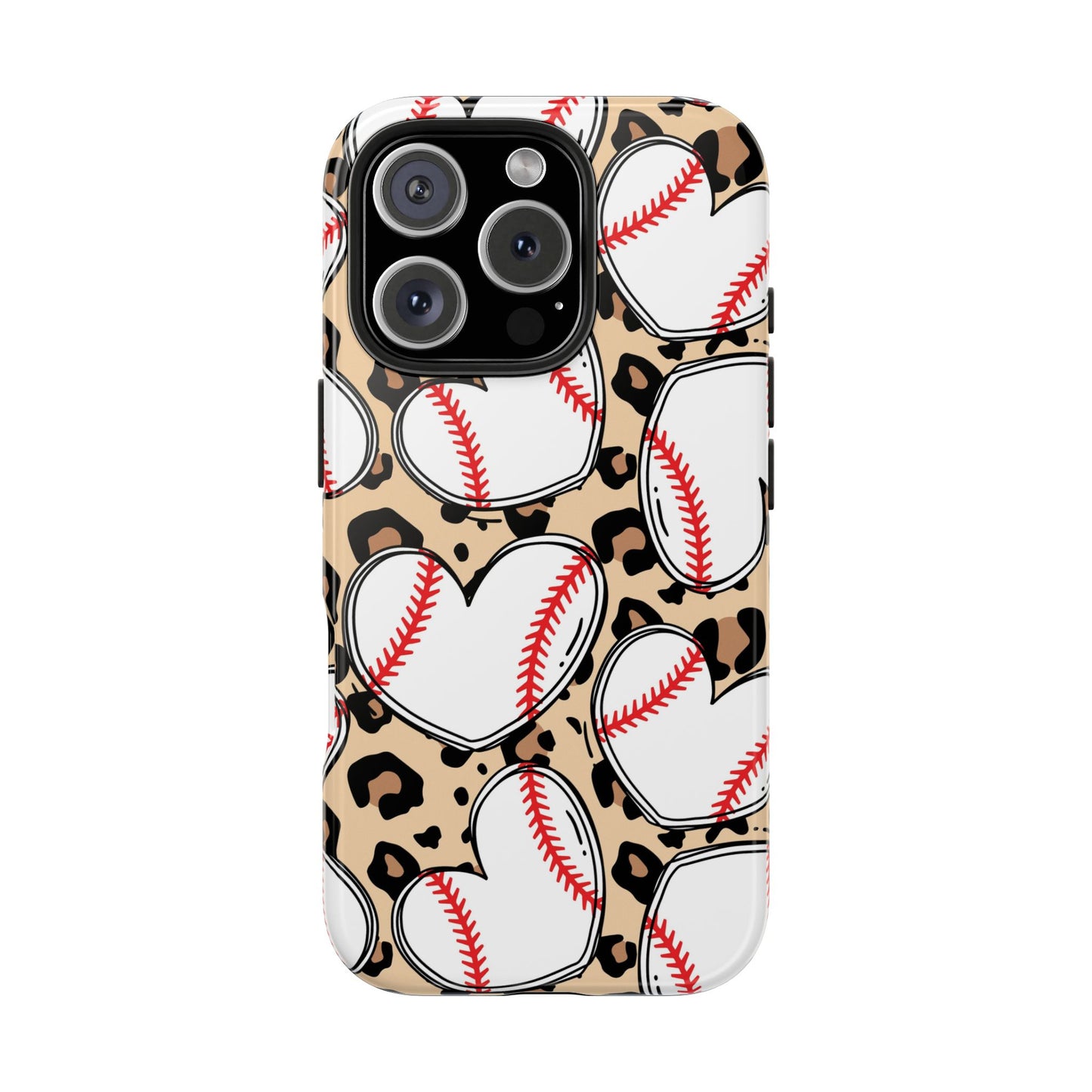 Leopard Baseball Heart Tough Phone Case