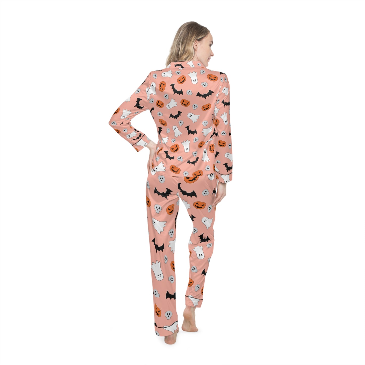 Pink Halloween Satin Pajama Set