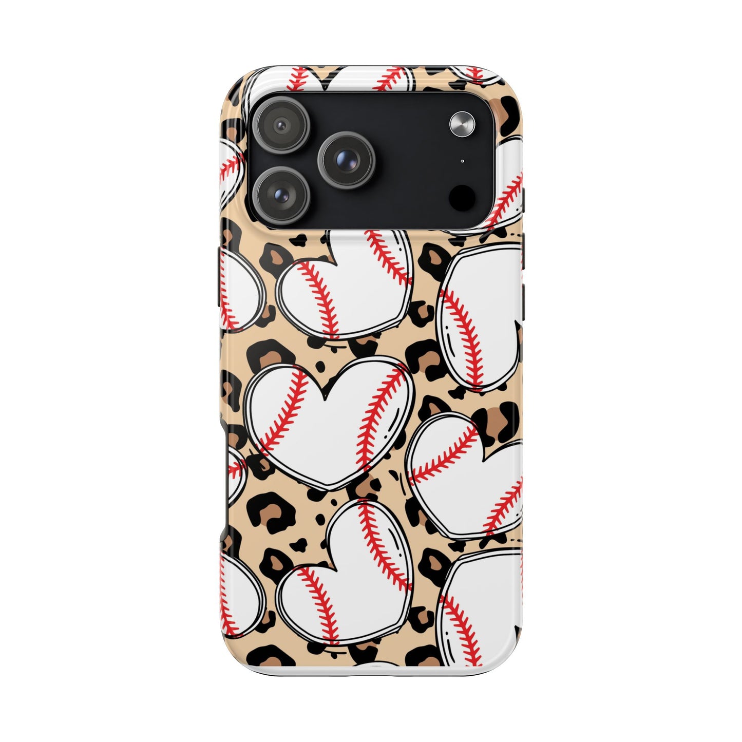 Leopard Baseball Heart Tough Phone Case