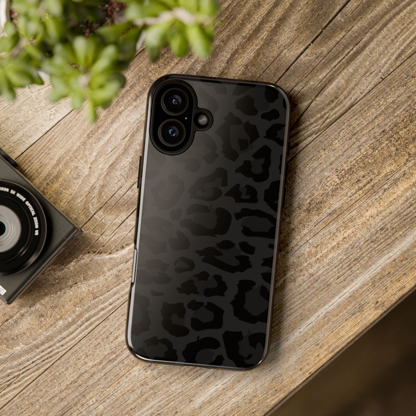 Black Leopard Print Tough Phone Case