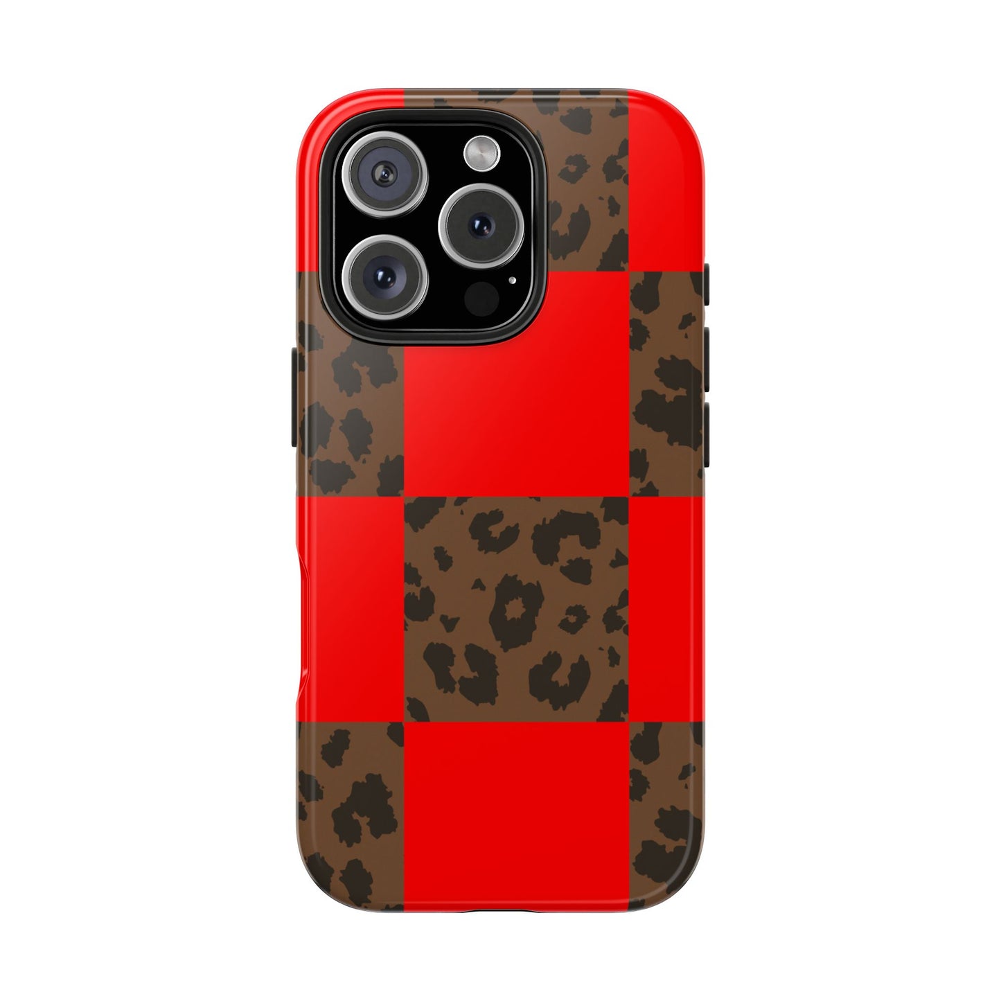 Red Buffalo Plaid Leopard Tough Phone Case