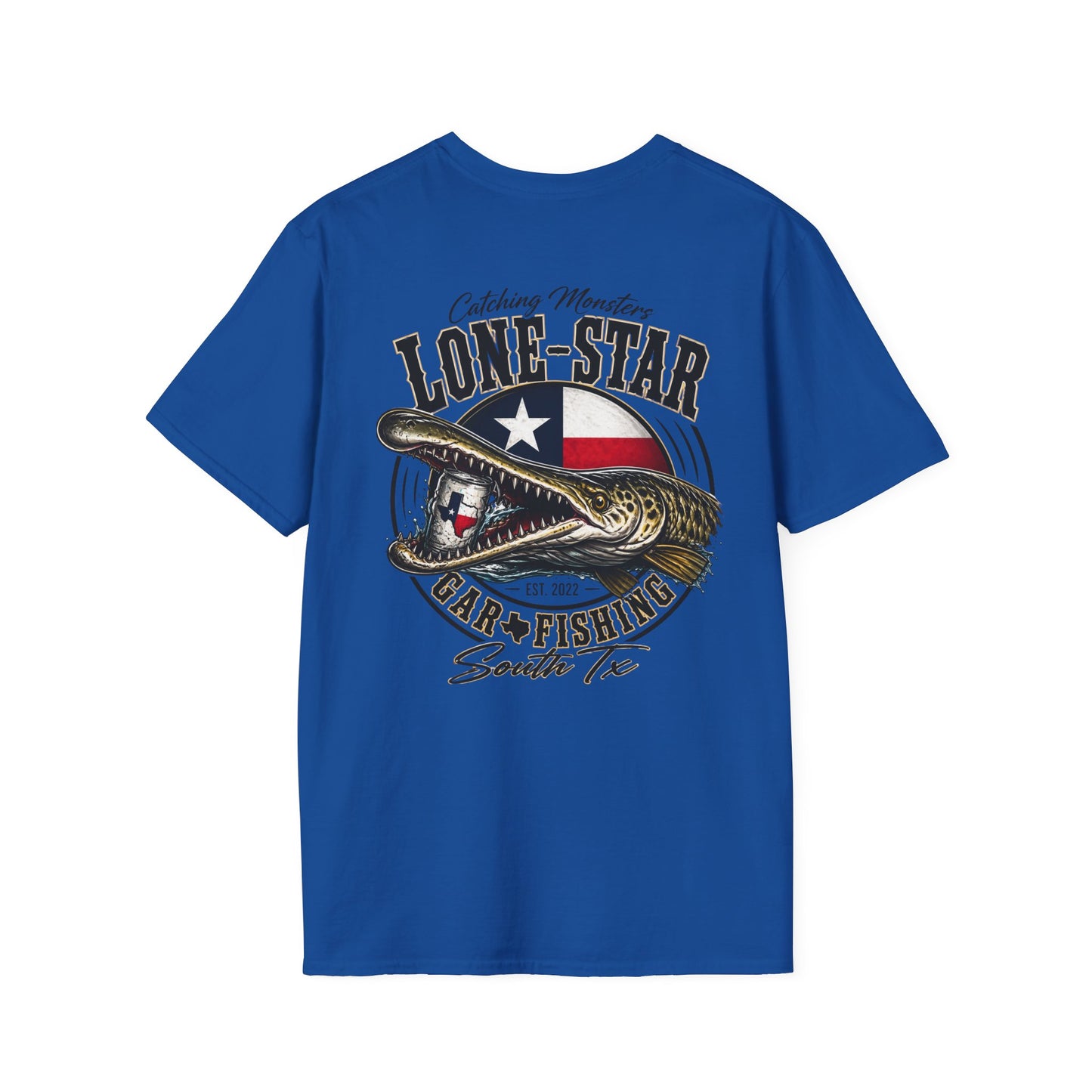 Lone-Star Fishing T-Shirt — "Catching Monster" Texas Flag Bass Shirt