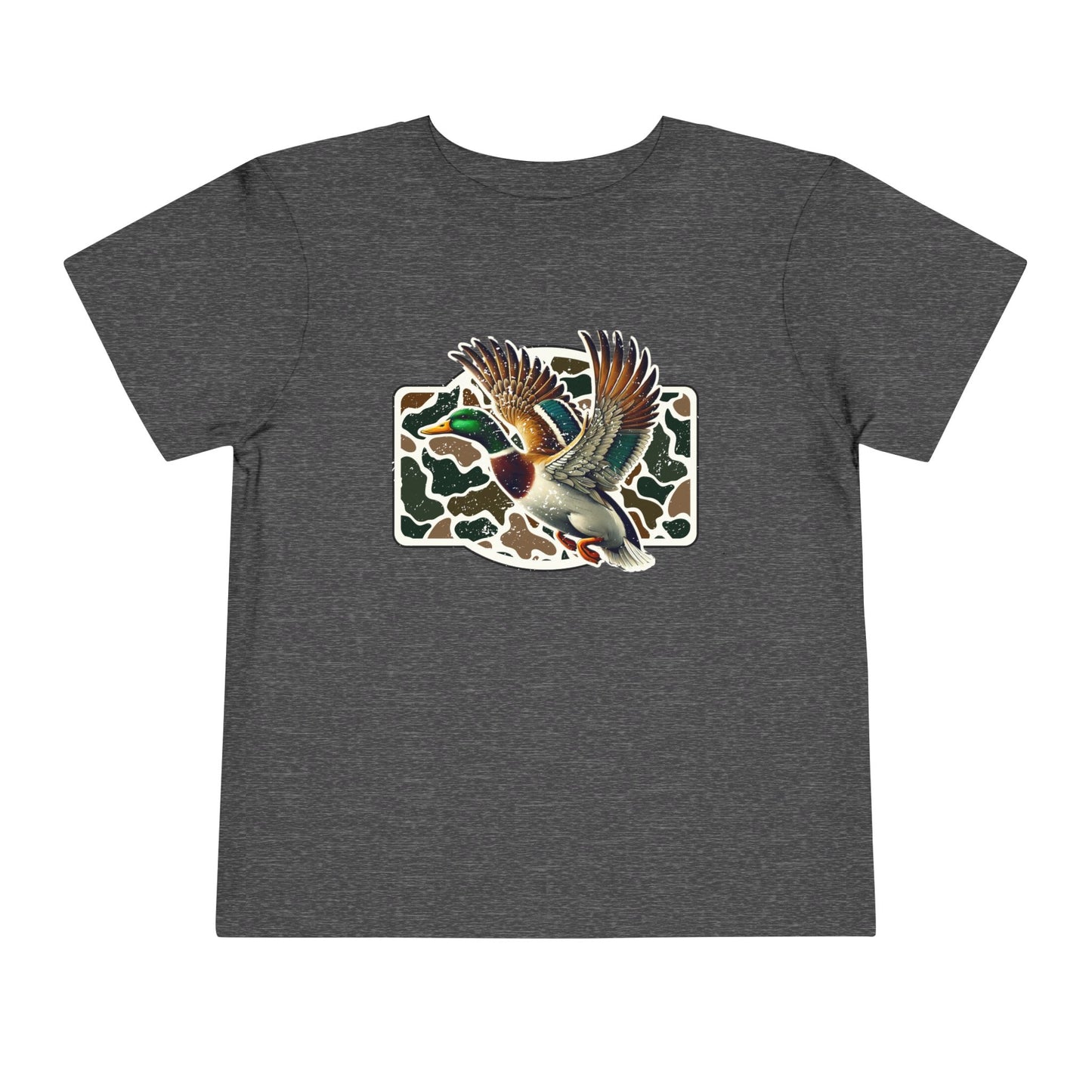 Toddler Tee — Flying Mallard Duck Graphic (Kids Hunting/Camo Outfit)