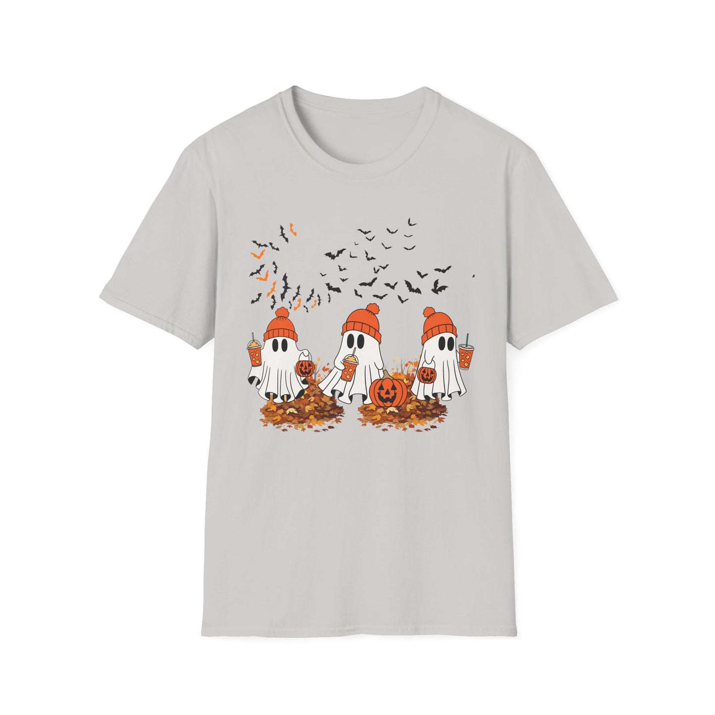 Cute Halloween Ghosts T-Shirt — Pumpkin Patch & Bats Fall Tee