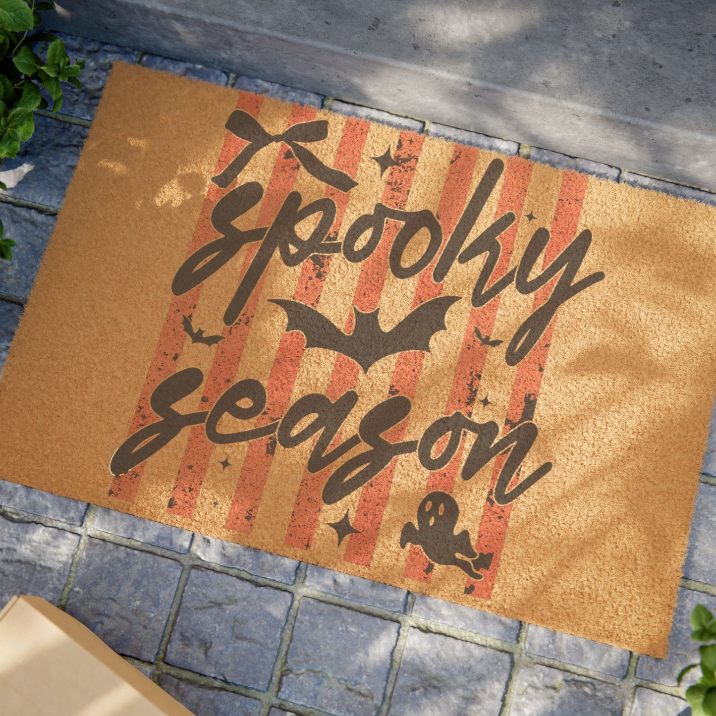 Spooky Season Doormat — Halloween Welcome Mat with Bats & Ghosts