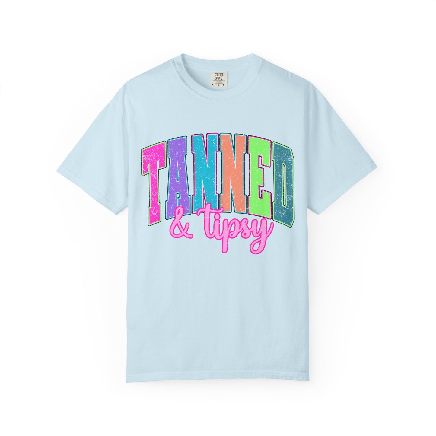 "Tanned & Tipsy" Colorful Beach Graphic Tee