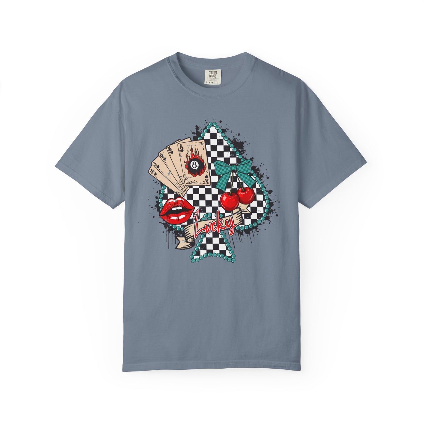 Retro Checkerboard Cherry & Cards Graphic Tee