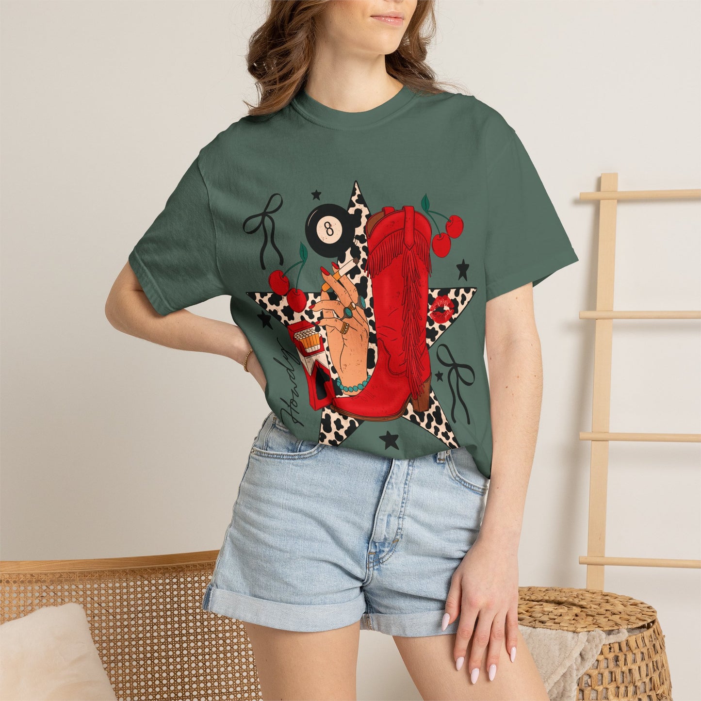 Graphic T-Shirt Cowgirl Boot & Star Design
