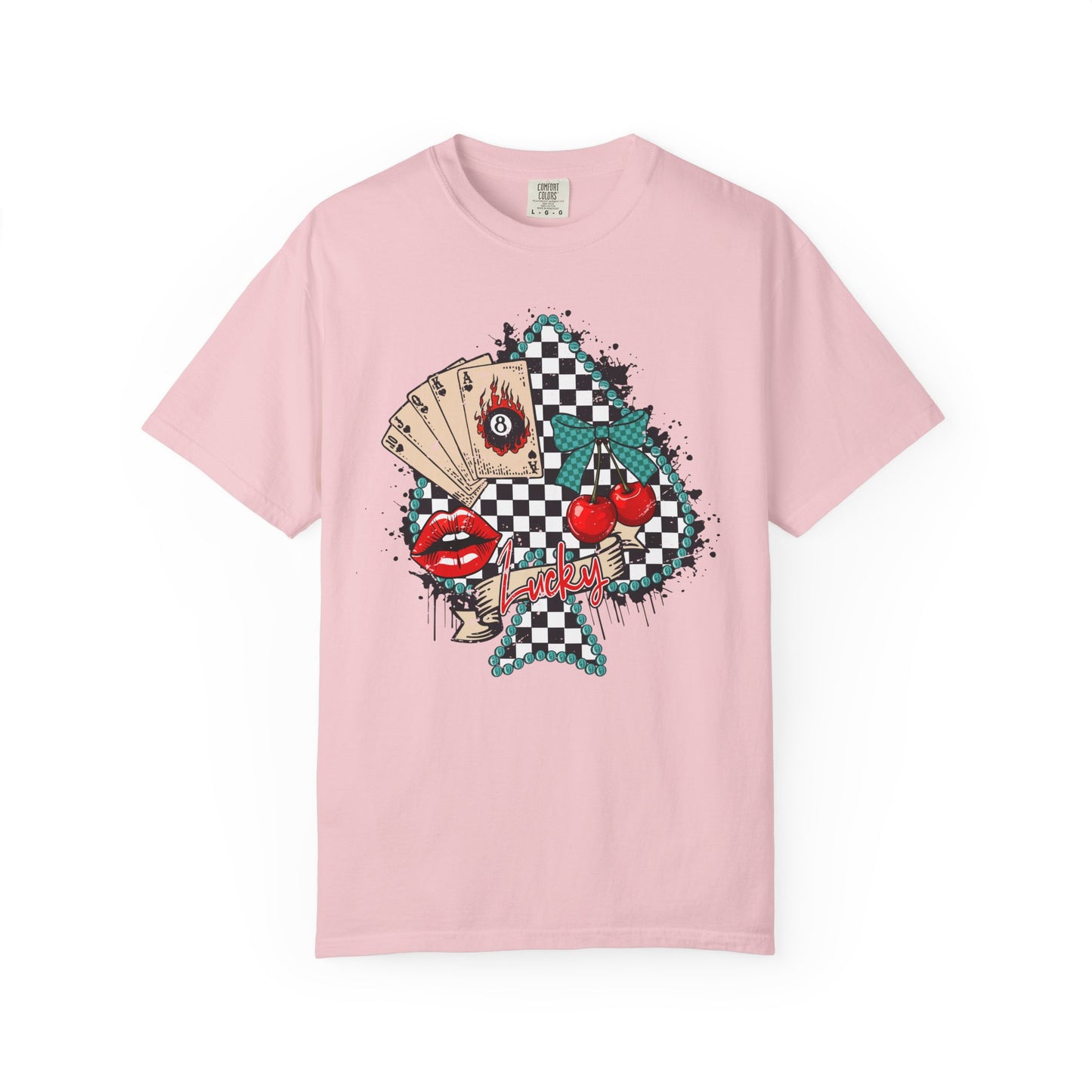 Retro Checkerboard Cherry & Cards Graphic Tee